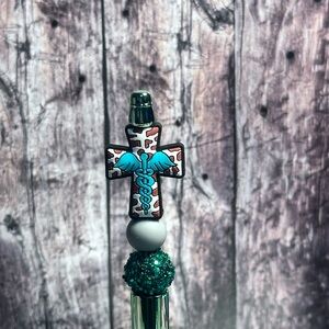 Decorative Cross with Caduceus Symbol